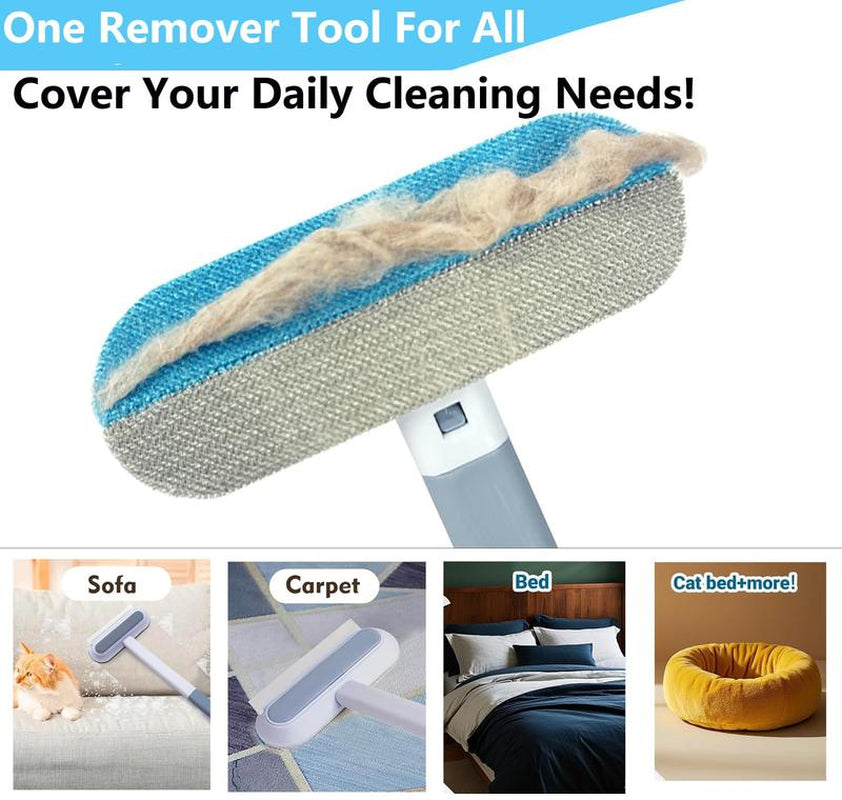 Black Friday Specials 4 in 1 Pet Hair Removal Tool Multi-Functional Reusable Washable Lint Cleaner for Dog Cat Hair Gentle on Furniture Effective on Carpets Clothing Bedding Pet Hair Remover with Extra Long Handle - Shedding Grooming Kit