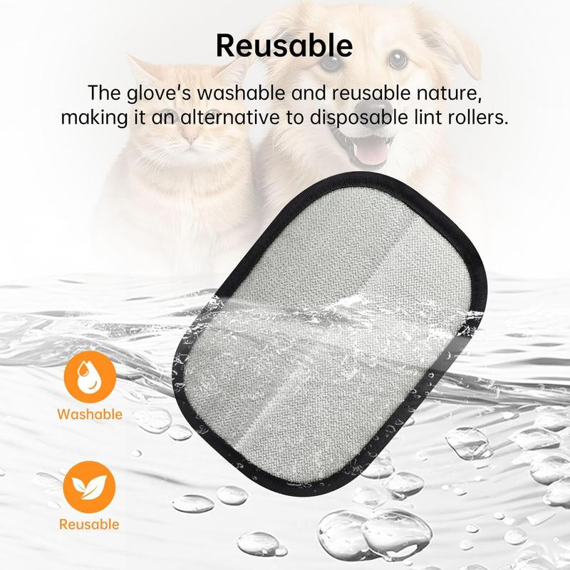 Pet Hair Removal Gloves, Reusable Electrostatic Pet Hair Remover Tool, Washable Double-Sided Pet Grooming Gloves for Furniture & Car Seats